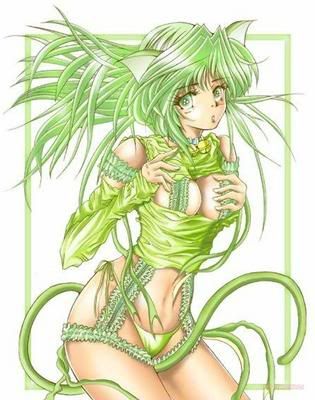 green anime girl neko Pictures, Images and Photos