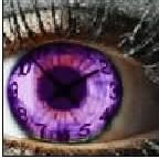 purple eye clock