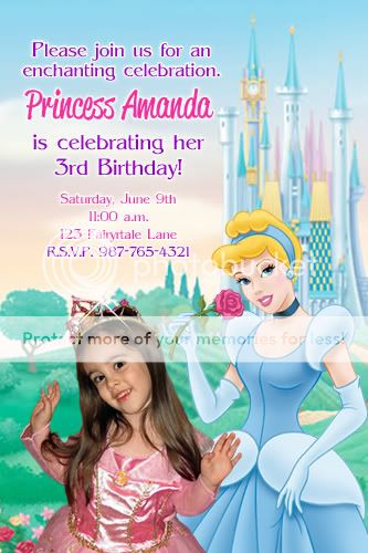  Disney Princess Cinderella Birthday Party Photo Invitation