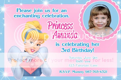  Disney Princess Cinderella Birthday Party Photo Invitation